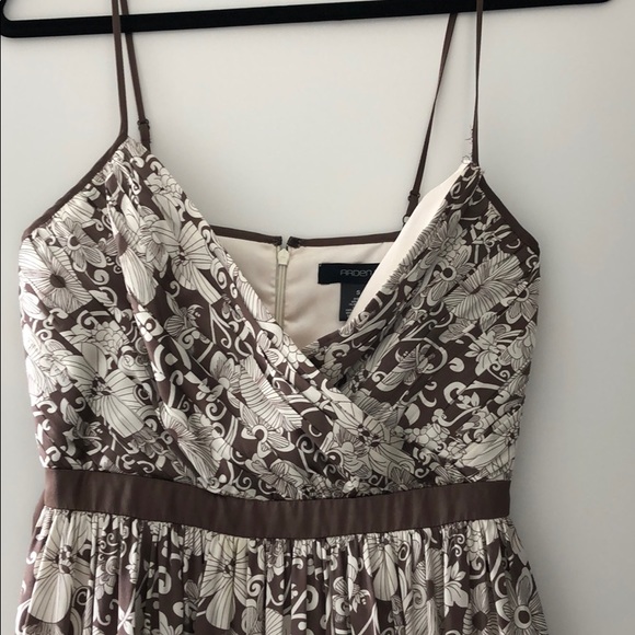 Arden B Brown Silk Floral Print Cocktail Dress - Picture 2 of 7